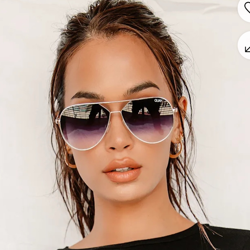 Quay Australia Gold Aviator Hold Please Sunglasses